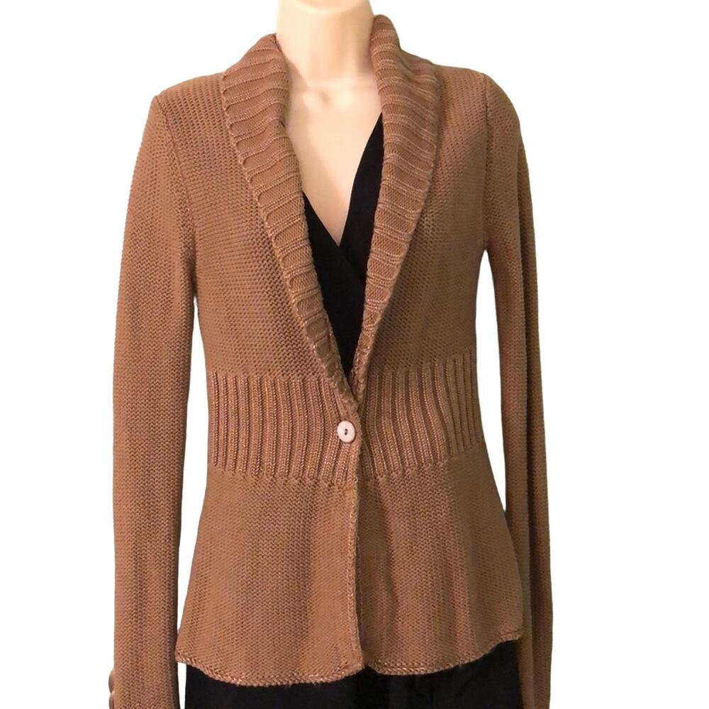 Calvin Klein Golden Brown Knit Cardigan Sweater Woman's Size Medium Preppy